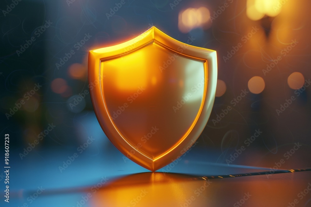 Aufkleber 3d icon of shield symbolizes security warning on black background