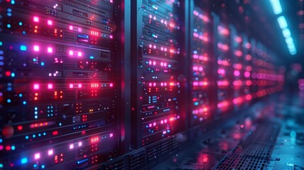 High-tech data center with servers - generative ai