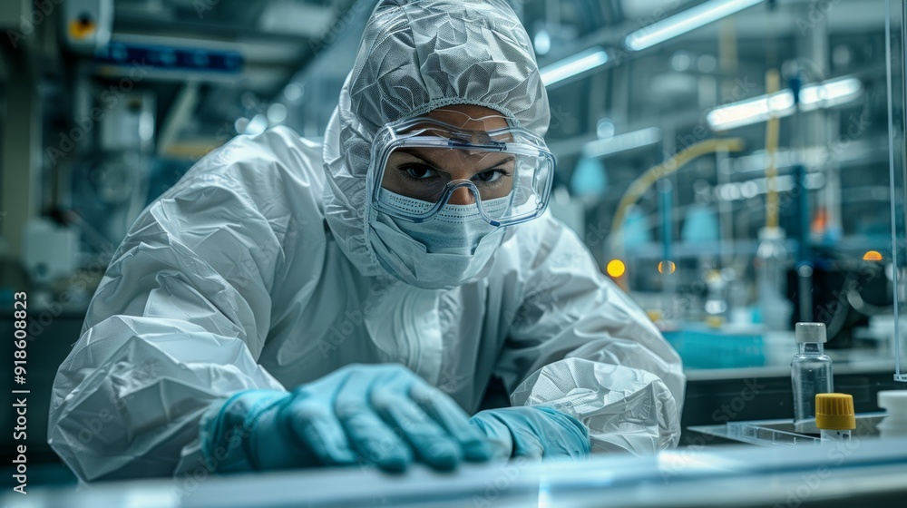 Poster scientist analyzing samples in a laboratory setting during a research project