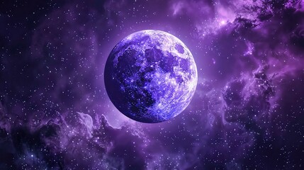 Obraz premium A purple and white planet sits in the middle of a swirling purple galaxy with many stars.
