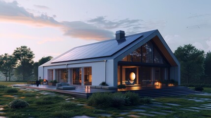 Obraz premium FutureForward Eco Home SolarPowered Efficiency and Sustainability in Modern Design