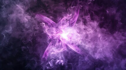 Obraz premium A purple and white abstract image with glowing lines resembling a nebula or galaxy. The image is blurred and has a soft focus.