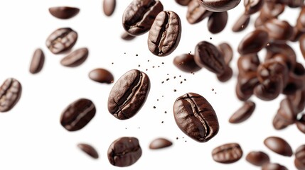 Dynamic Coffee Beans Capturing the Essence of Freshness and Energy in Midair