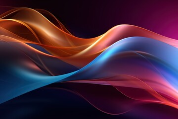 Abstract colorful wavy design with blue, orange, and red hues.