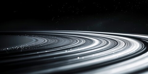 Exquisite black and white close-up of Saturn's rings, showcasing the intricate details of cosmic beauty, perfect for space photography