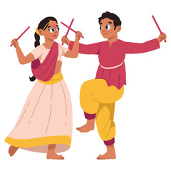 indian couple in navratri festival celebration