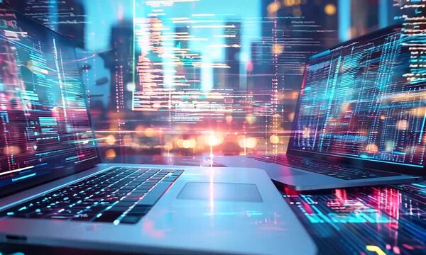 technology with city background