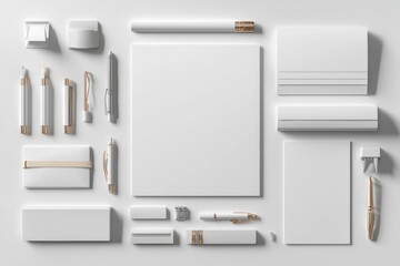 Realistic blank stationery set mockup isolated created with generative ai