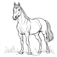 Obraz premium Fun Cartoon Horse Coloring Page for Kids