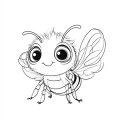 Fototapeta premium Cute Bee Coloring Page for Kids in Cartoon Style