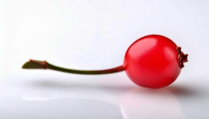 Single wintergreen berry, on White Background 
