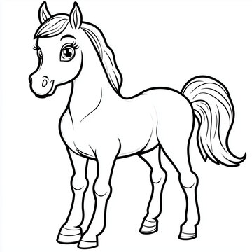 recommend clip art: Cute Cartoon Horse Coloring Page for Kids