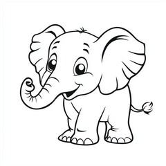 Fototapeta premium Cute Cartoon Elephant Coloring Page for Kids