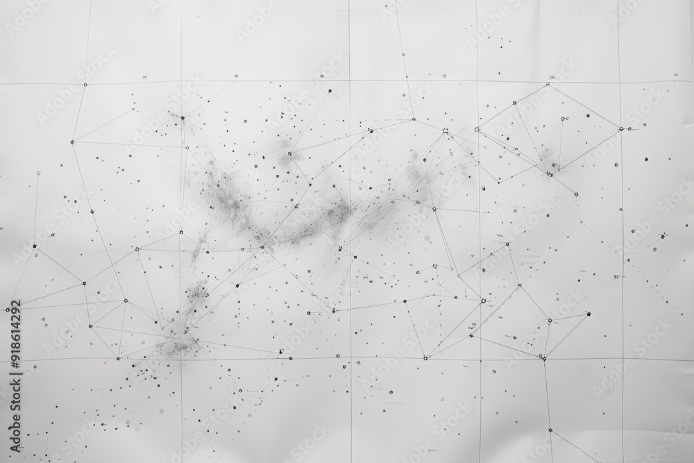 Leinwandbilder technology background with wire and connection in white background, map of the constellations in the