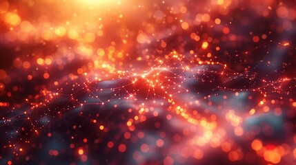 Abstract glowing network of red lights - generative ai
