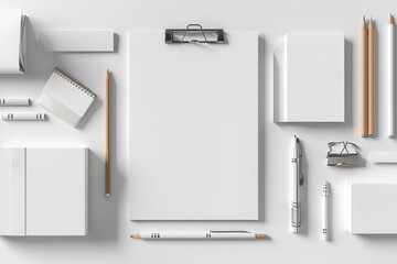 Realistic blank stationery set mockup isolated created with generative ai
