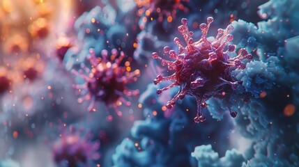 Microscopic view of a virus - generative ai