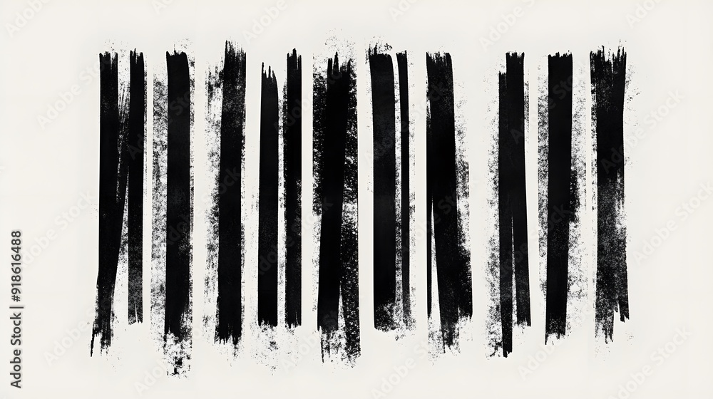 Poster abstract barcode design with distressed ink effect on a white background