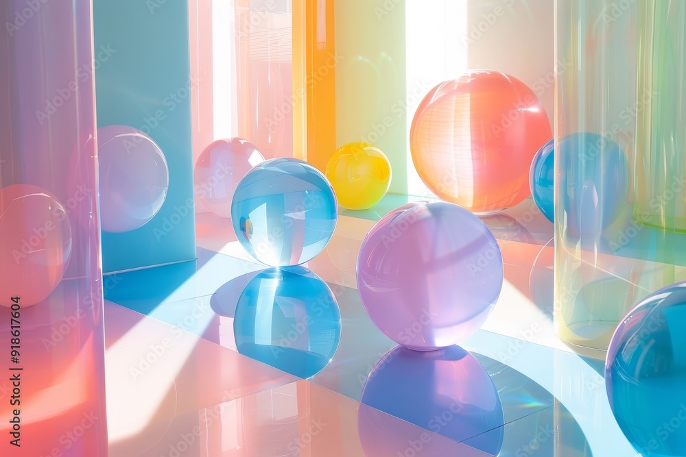 Aufkleber translucent color gels floating in an abstract space