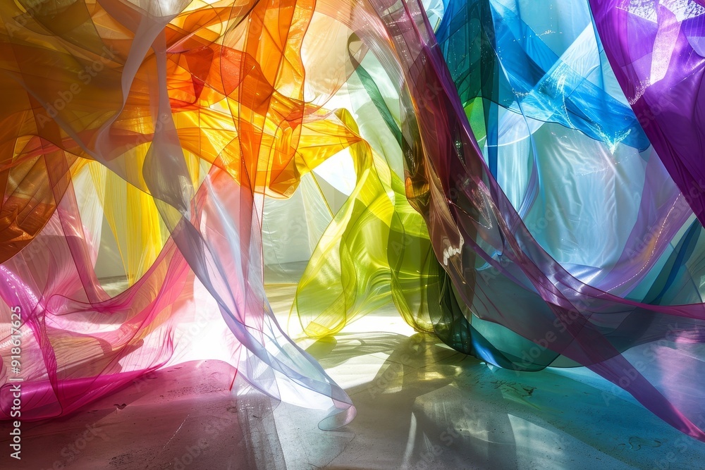 Aufkleber translucent color gels floating in an abstract space