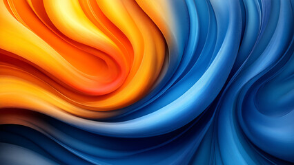 Abstract background with blue and orange waves of different shades, creating an elegant and modern design.