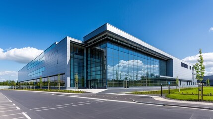 Modern Marvel Spacious Distribution Center under Clear Blue Skies