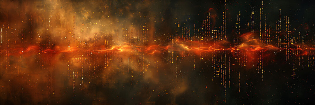 Digital representation of the Book of Thoth Lines of code morph into different languages showcasing the unifying power of communication as revealed in the ancient text