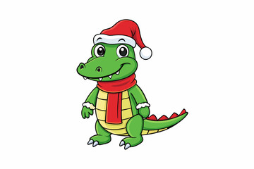 Christmas Cute Crocodile Vector Logo & SVG Design for Cricut & Silhouette – Line Art Icons, Vector Clipart, T-Shirt Graphics & More