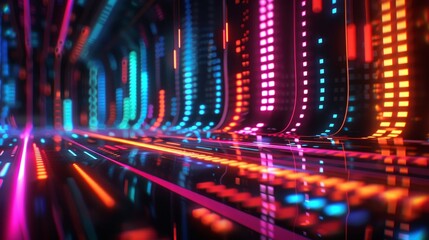 Obraz premium Neon Infographic CuttingEdge Data Analysis in a Digital World