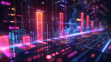 Obraz premium Neon Infographic CuttingEdge Data Analysis in a Digital World