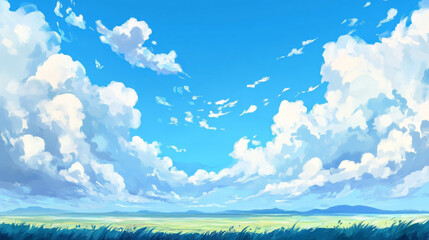 Obraz premium Blue sky with white clouds background, a beautiful sky with clouds