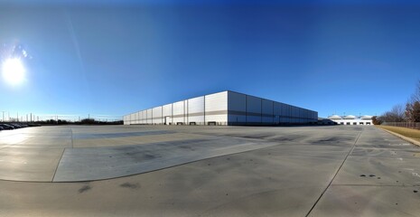 Obraz premium Modern Industrial Warehouse A Stunning Panoramic View of Efficiency and Innovation
