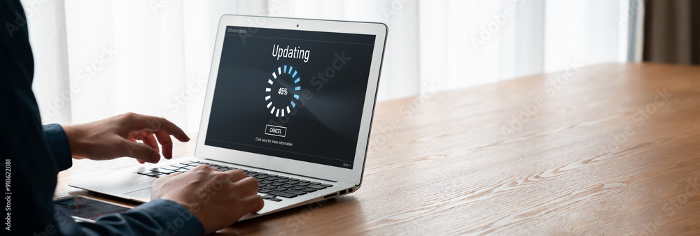 Poster software update on computer for modish version of device software upgrade