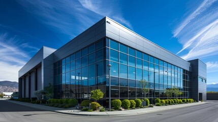 Fototapeta premium Architectural Marvel Stunning Modern Industrial Building with Sleek Design