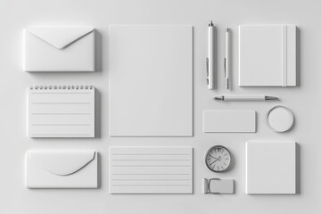 Realistic blank stationery set mockup isolated created with generative ai