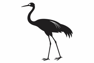 Endangered Whooping Crane Silhouette Vector Geometric, Kawaii, Cartoon, Mascot Logo Illustration