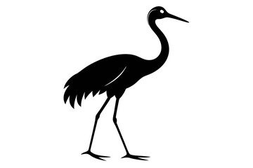 Obraz premium Endangered Whooping Crane Silhouette Vector Geometric, Kawaii, Cartoon, Mascot Logo Illustration