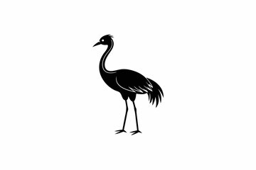 Endangered Whooping Crane Silhouette Vector Geometric, Kawaii, Cartoon, Mascot Logo Illustration