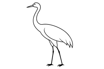 Endangered Whooping Crane Silhouette Vector Geometric, Kawaii, Cartoon, Mascot Logo Illustration