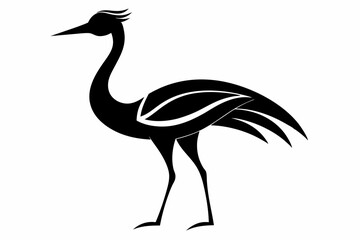 Endangered Whooping Crane Silhouette Vector Geometric, Kawaii, Cartoon, Mascot Logo Illustration