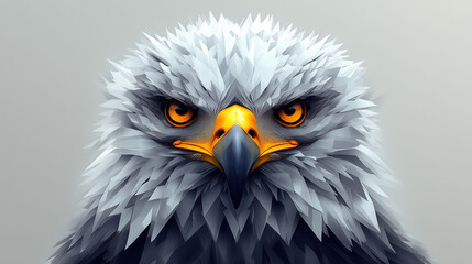 Fototapeta premium Geometric Eagle Head with Piercing Eyes in Abstract Style