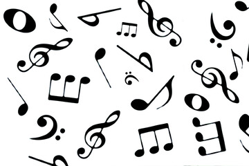 silhouette musical note musical score orchestra jazz rock play music vector image black banner background