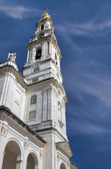 View from below of the Sanctuary of Fatima, one of the Catholic pilgrimage sites in Portugal, the most important in the world, famous for Marian apparitions