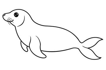 Endangered Species Hawaiian Monk Seal Silhouette - Geometric Kawaii Mascot Logo Vector Illustration