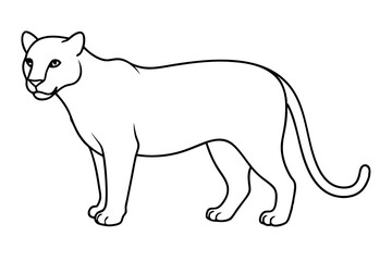 Endangered Florida Panther Black Silhouette Vector Abstract, Geometric, Line Art | Cute Kawaii Cartoon Mascot Logo Clipart