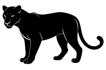 Endangered Florida Panther Black Silhouette Vector Abstract, Geometric, Line Art | Cute Kawaii Cartoon Mascot Logo Clipart