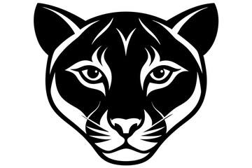 Endangered Florida Panther Black Silhouette Vector Abstract, Geometric, Line Art | Cute Kawaii Cartoon Mascot Logo Clipart