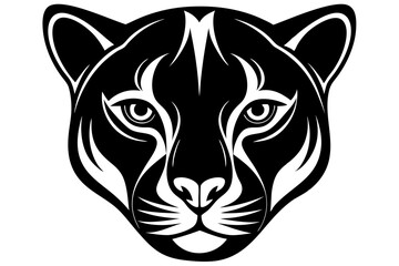 Endangered Florida Panther Black Silhouette Vector Abstract, Geometric, Line Art | Cute Kawaii Cartoon Mascot Logo Clipart