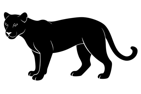 Endangered Florida Panther Black Silhouette Vector Abstract, Geometric, Line Art | Cute Kawaii Cartoon Mascot Logo Clipart