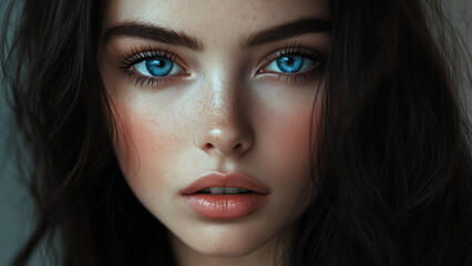 Breathtaking Beauty with Sapphire Blue Eyes